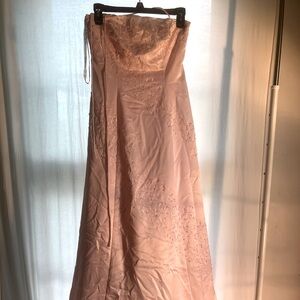 1990s pink formal beaded/embroidered halter full length dress size 5